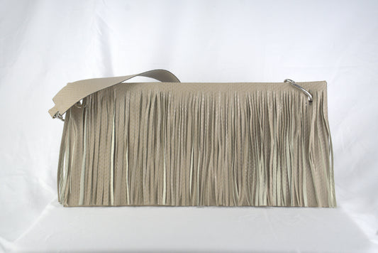 Borse rettangolari con frange in pelle stampa cobra