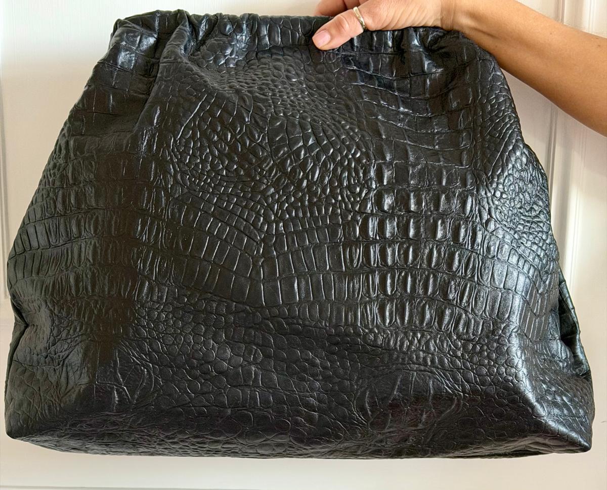 Borsa big a mano in pelle stampa cocco opaco con manico a treccia