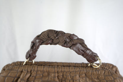 Borsa in pelle stampa caimano glitterata