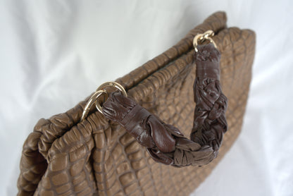 Borsa in pelle stampa caimano glitterata