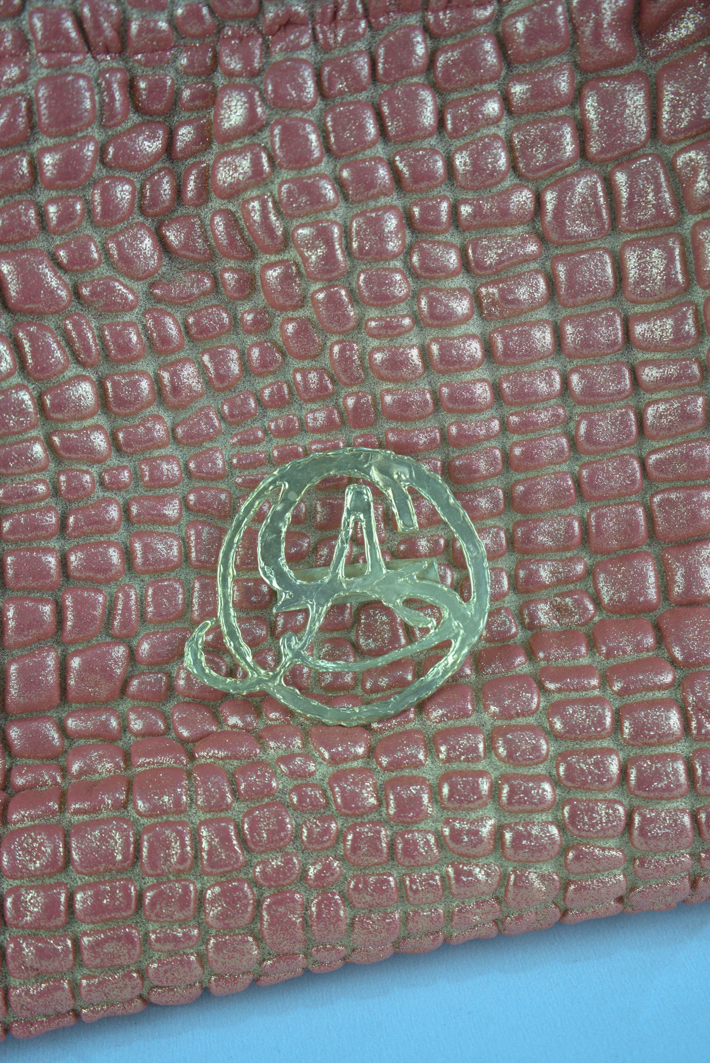 Borsa in pelle stampa caimano glitterata