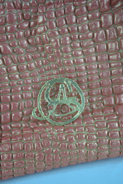 Borsa in pelle stampa caimano glitterata