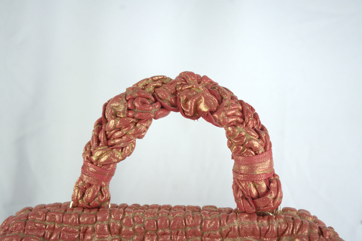 Borsa in pelle stampa caimano glitterata