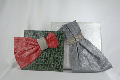 Borsa a polso per aperitivo pelle stampata