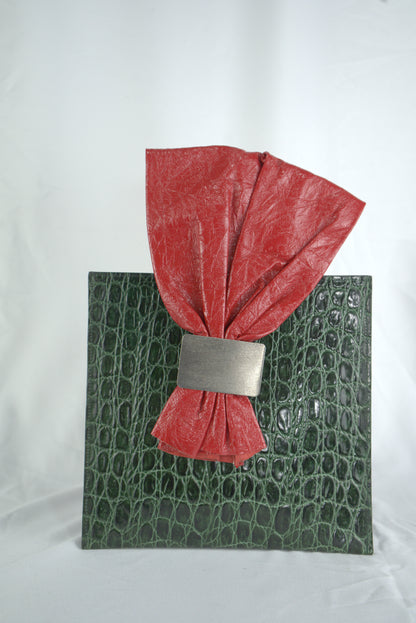 Borsa a polso per aperitivo pelle stampata