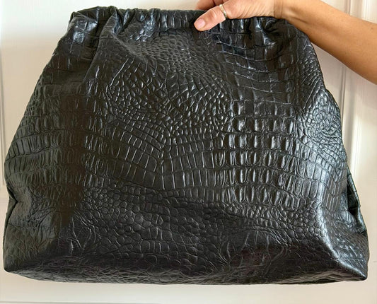 Borsa big a mano in pelle stampa cocco opaco con manico a treccia